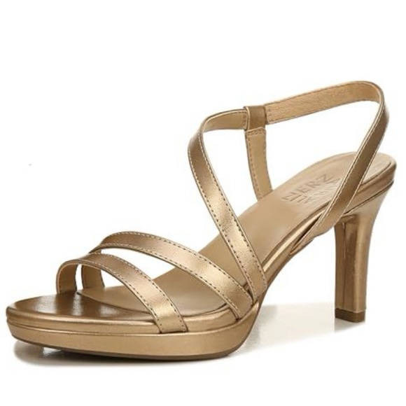 Naturalizer 5.5 Brenta Gold Strappy Heels - Picture 1 of 11